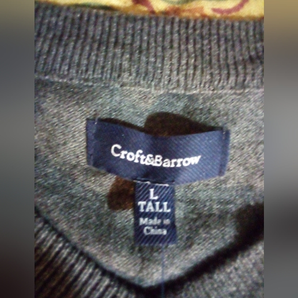 Croft & Barrow Signature Classics Pullover Argyle Sleeveless Sweater Men LT Gray - Picture 5 of 9